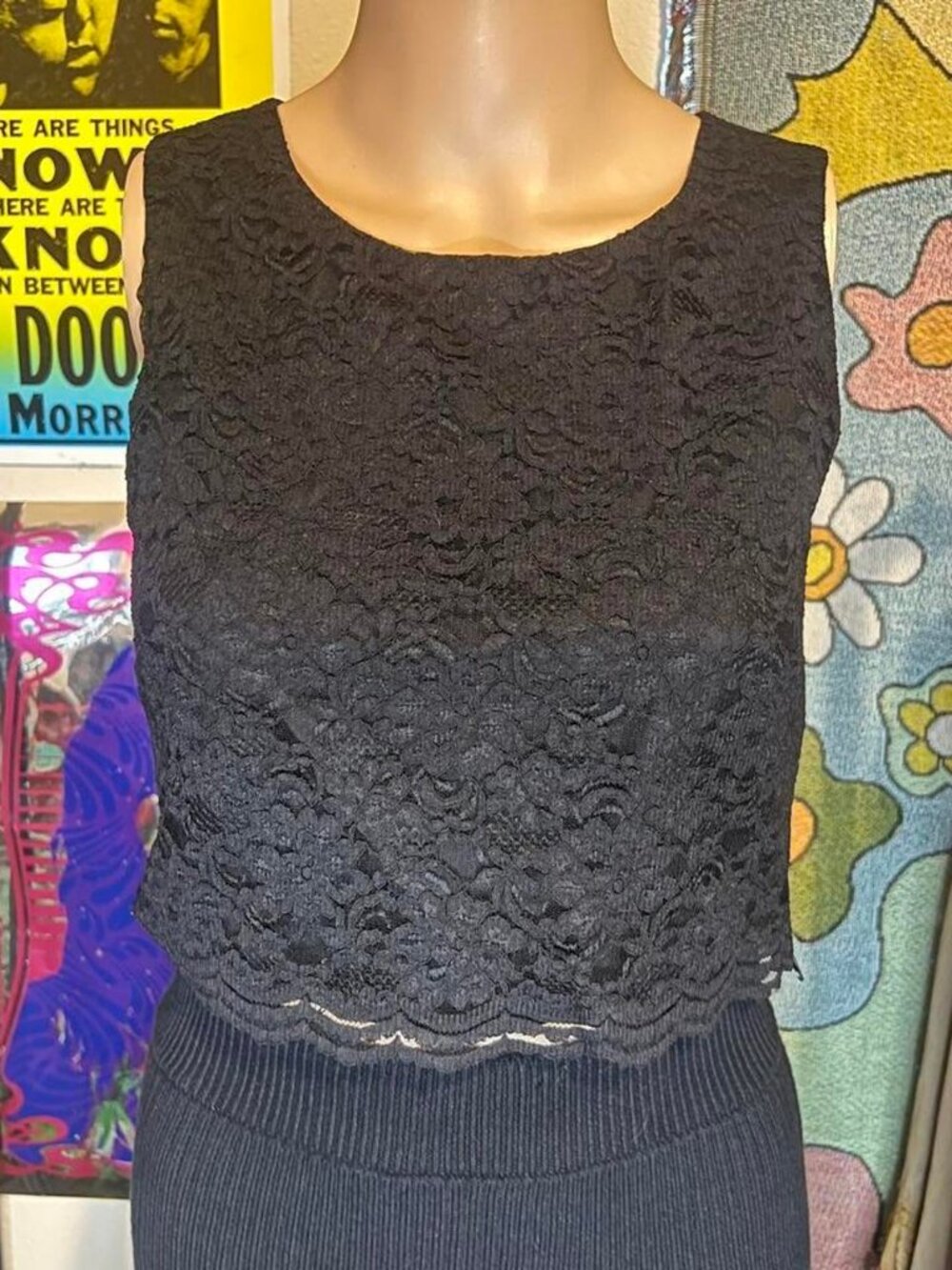Moschino Jeans Black Lace Crop Top